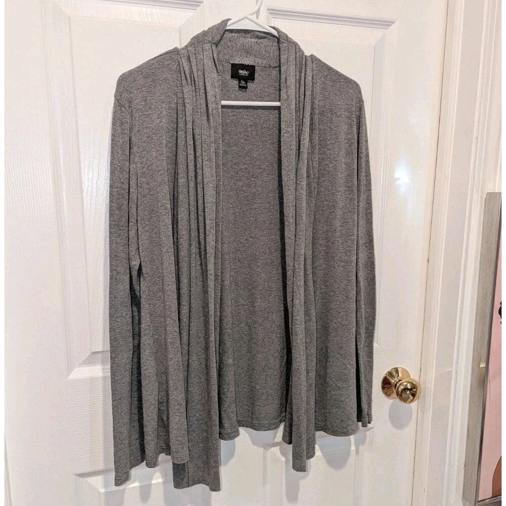 Minimalist Drape Open Front Soft‎ Gray Slub Cardigan Size XXL Cottagecore Cozy